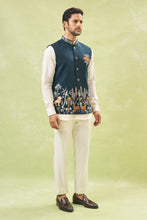 Load image into Gallery viewer, Bottle Green Embroidered Nehru Jacket
