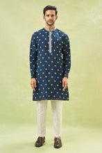 Load image into Gallery viewer, Royal Blue Embroidered Kurta-Jacket Set
