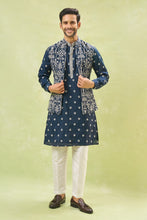 Load image into Gallery viewer, Royal Blue Embroidered Kurta-Jacket Set
