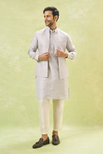 Load image into Gallery viewer, Grey Embroidered Kurta-Jacket Set
