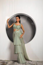 Load image into Gallery viewer, LIGHT OLIVE GREEN SAREE
