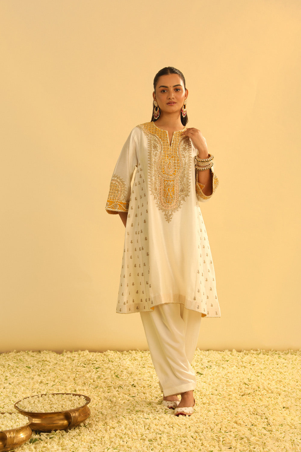 Arisana - Daisy Ivory Short Kalidaar Chauga with Salwar