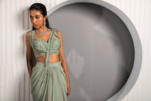 Load image into Gallery viewer, LIGHT OLIVE GREEN SAREE
