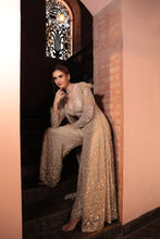 Load image into Gallery viewer, GREY HEAVILY EMBROIDERD JACKET SHARARA
