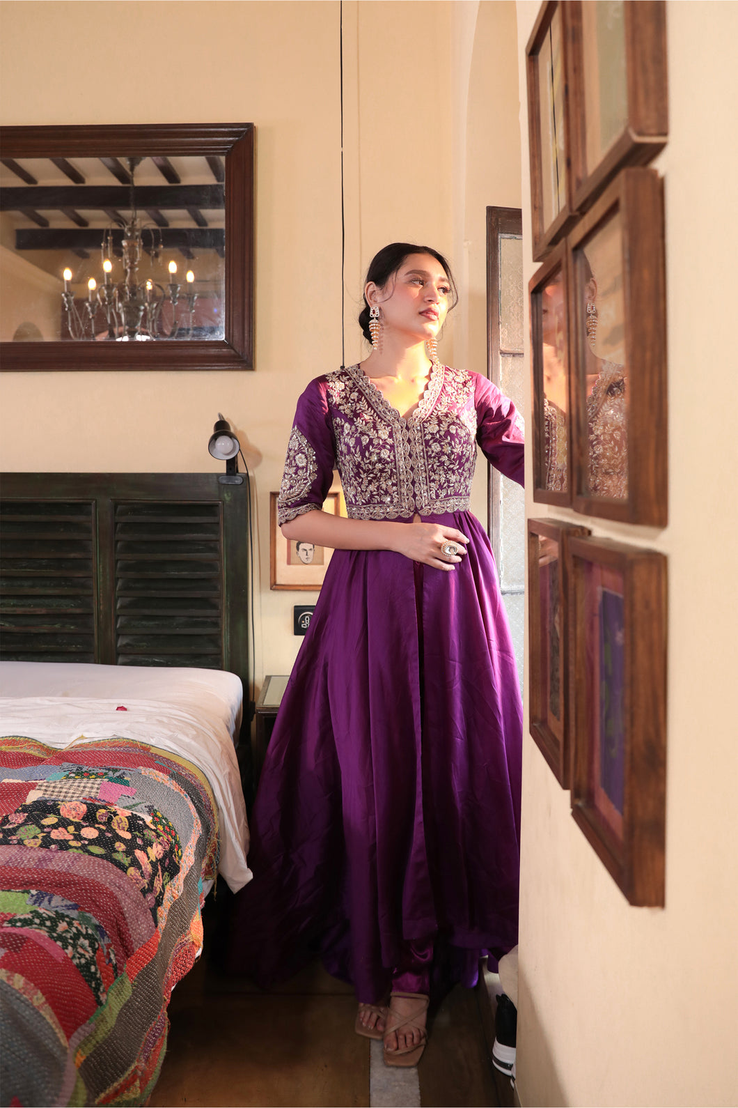 PURPLE EMBROIDERD GOWN