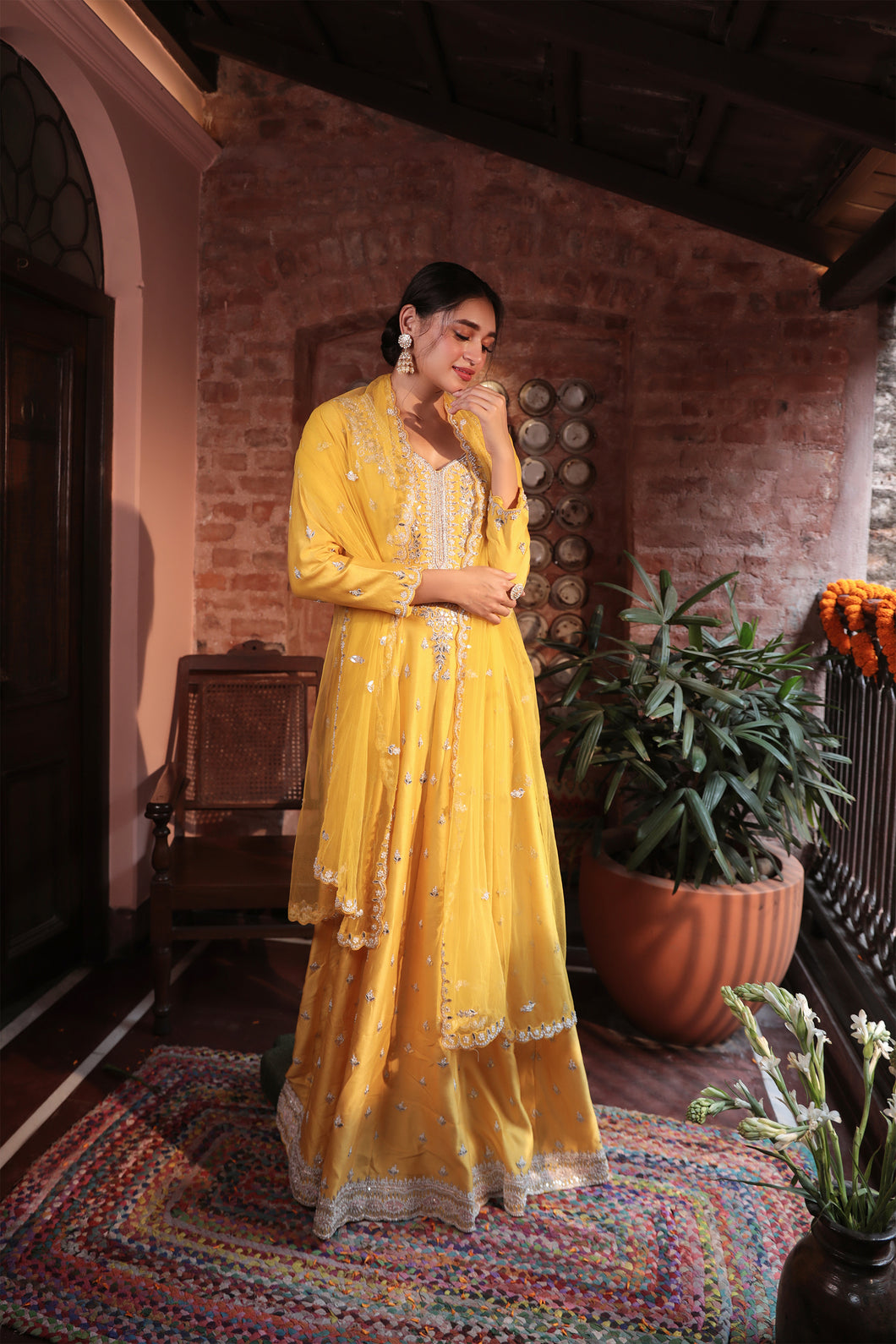 MUSTARD EMBROIDERD SUIT