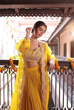 Load image into Gallery viewer, MUSTARD EMBROIDERD LEHENGA
