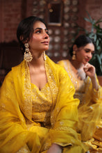 Load image into Gallery viewer, MUSTARD EMBROIDERD ANGRAKHA GOWN
