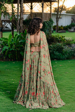 Load image into Gallery viewer, Pista Green Printed &amp; Embroidered Lehenga Set
