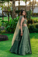 Load image into Gallery viewer, Forest Green Embroidered Lehenga Set

