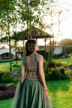 Load image into Gallery viewer, Forest Green Embroidered Lehenga Set
