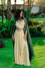 Load image into Gallery viewer, Forest Green Embroidered Drape Skirt Set
