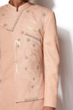 Load image into Gallery viewer, Rose Gold Asymmetrical Embroidered Bandhgala Set
