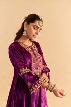 Load image into Gallery viewer, Amal - Deep Purple A-line Kurta with Dhoti
