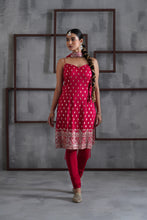 Load image into Gallery viewer, Fuchsia kurti, churidar and chhoker dupatta
