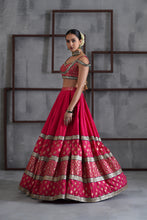Load image into Gallery viewer, Hot pink brocade blouse, lehanga and dupatta
