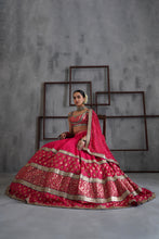 Load image into Gallery viewer, Hot pink brocade blouse, lehanga and dupatta
