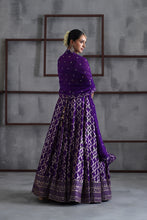 Load image into Gallery viewer, Purple embroidered blouse, banarsi lehenga and dupatta
