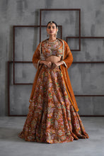 Load image into Gallery viewer, Mustard printed blouse, lehenga and dupatta
