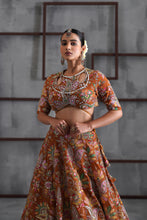 Load image into Gallery viewer, Mustard printed blouse, lehenga and dupatta
