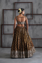 Load image into Gallery viewer, Brown embroidered blouse, lehenga and dupatta
