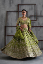 Load image into Gallery viewer, Green emboidered blouse, lehenga and dupatta
