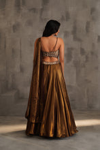 Load image into Gallery viewer, Bronze embroidered bustier and Lehanga
