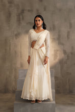 Load image into Gallery viewer, Off white blouse and drape saree
