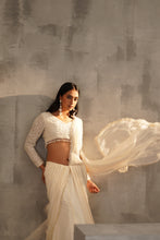 Load image into Gallery viewer, Off white blouse and drape saree
