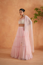 Load image into Gallery viewer, White and pink embroidered blouse, lehnaga and dupatta
