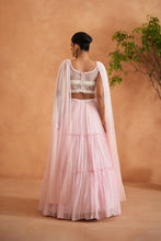 Load image into Gallery viewer, White and pink embroidered blouse, lehnaga and dupatta
