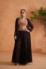 Load image into Gallery viewer, Printed blouse, sharara and long jacket
