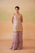 Load image into Gallery viewer, Mauve ready fabric Kurti, garara and mustard dupatta

