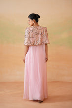 Load image into Gallery viewer, Light pink embroidery blouse, drape skirt and cape
