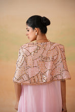 Load image into Gallery viewer, Light pink embroidery blouse, drape skirt and cape

