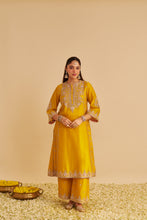 Load image into Gallery viewer, Anaiza - Dabka Zardozi Embroidered Mustard Long Kurta &amp; Palazzo with Dupatta
