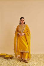 Load image into Gallery viewer, Anaiza - Dabka Zardozi Embroidered Mustard Long Kurta &amp; Palazzo with Dupatta
