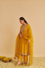 Load image into Gallery viewer, Anaiza - Dabka Zardozi Embroidered Mustard Long Kurta &amp; Palazzo with Dupatta
