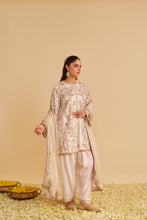 Load image into Gallery viewer, Alira - Dabka Zardozi Embroidered Daisy Ivory Kurta &amp; Salwar with Dupatta
