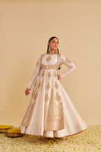 Load image into Gallery viewer, Zainah - Dabka Zardozi Embroidered Silk Daisy Ivory Anarkali  Set
