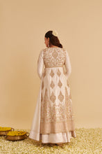 Load image into Gallery viewer, Zainah - Dabka Zardozi Embroidered Silk Daisy Ivory Anarkali  Set
