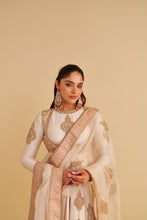 Load image into Gallery viewer, Zainah - Dabka Zardozi Embroidered Silk Daisy Ivory Anarkali  Set
