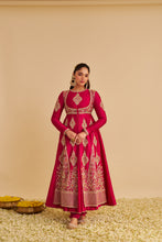 Load image into Gallery viewer, Zainah - Dabka Zardozi Embroidered Silk Hotpink Anarkali  Set

