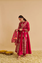 Load image into Gallery viewer, Zainah - Dabka Zardozi Embroidered Silk Hotpink Anarkali  Set

