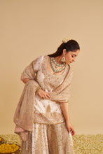 Load image into Gallery viewer, Alina - Dabka Zardozi Embroidered Silk Daisy Ivory Sharara Set
