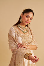 Load image into Gallery viewer, Alina - Dabka Zardozi Embroidered Silk Daisy Ivory Sharara Set

