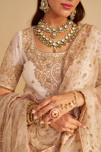 Load image into Gallery viewer, Alina - Dabka Zardozi Embroidered Silk Daisy Ivory Sharara Set
