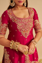 Load image into Gallery viewer, Alina - Dabka Zardozi Embroidered Silk Hotpink Sharara Set
