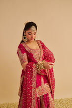Load image into Gallery viewer, Alina - Dabka Zardozi Embroidered Silk Hotpink Sharara Set
