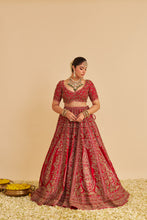 Load image into Gallery viewer, Mahanoor - Dabka Zardozi Embroidered Pure Silk Red Bridal Lehenga Set
